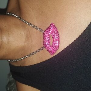 Pink Lip Pendant Necklace